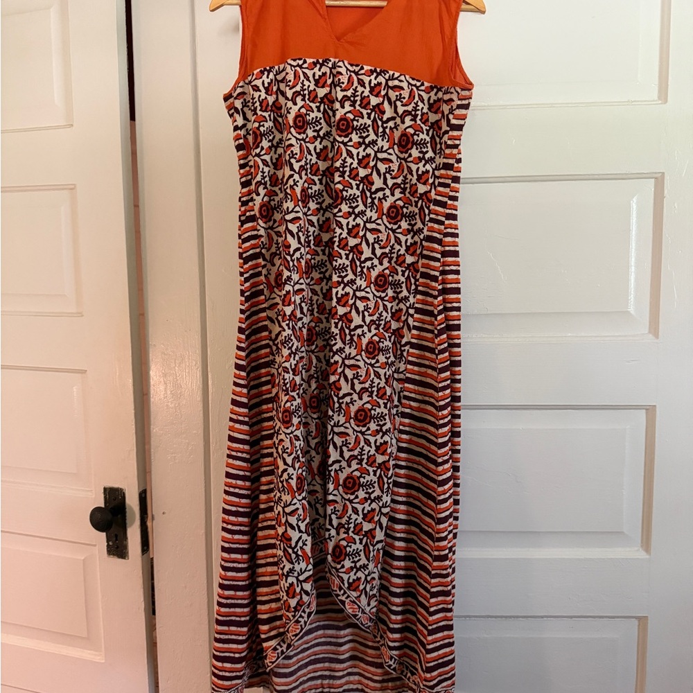 Orange and Red Floral Maxi Dress